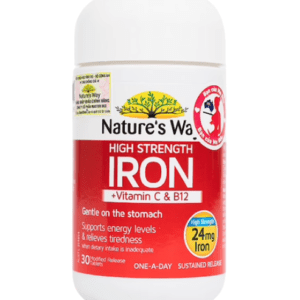 Viên bổ sung sắt sinh học Nature’s Way High Strength Iron Vitamin C & B12 Nature’s Way (Lọ/30v)