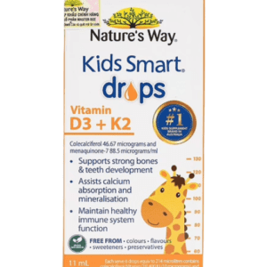 Vitamin D3K2 Organic cao cấp cho bé Nature's Way Kids Smart Drops Vitamin D3 + K2 Probiotec (Chai/11ml)