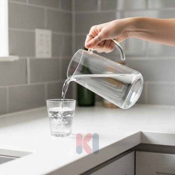 Bù nước cho bà bầu sau khi nôn bằng nước lọc.