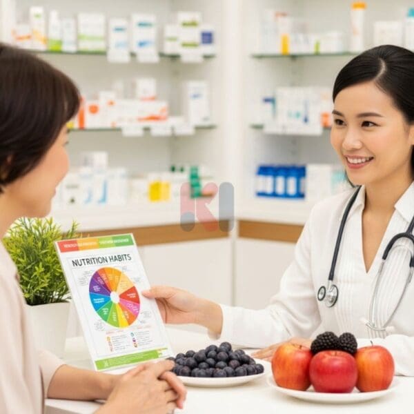 Dược sĩ tư vấn chế độ dinh dưỡng cho bệnh nhân.