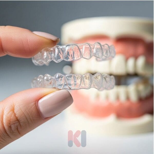 Cận cảnh khay niềng trong suốt Invisalign với thiết kế cá nhân hóa.