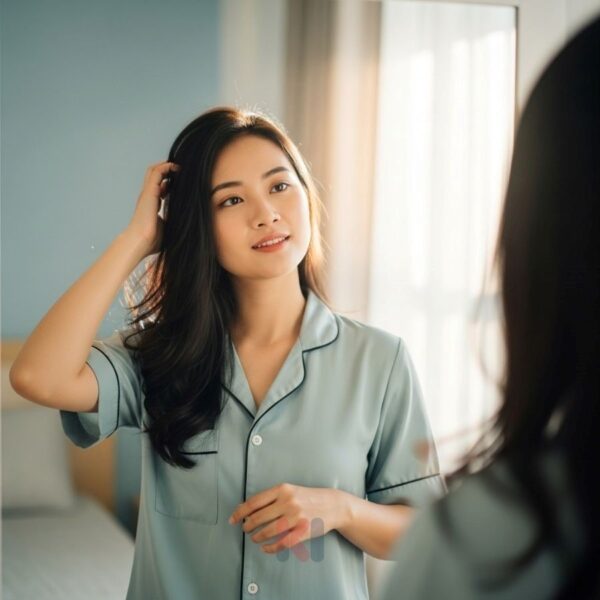 Mẹ sau sinh trầm ngâm về tình trạng tóc bạc.