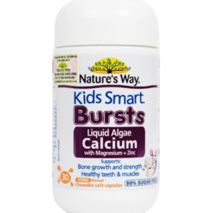 Viên Nhai Canxi từ tổ ong tảo biển đỏ Nature's Way Kids Smart Bursts Calcium With Magnesium + Zinc+ D3K2 Vitex (C/30v)