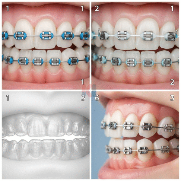 So sánh các phương pháp niềng răng móm: mắc cài kim loại, mắc cài sứ, niềng trong suốt và niềng mặt trong.